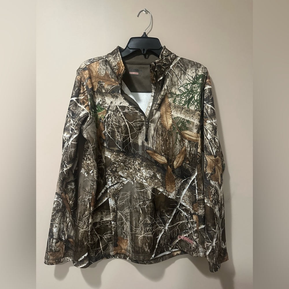 Magellan Outdoors Woodland Camo Pullover Quarter Zip Jacket